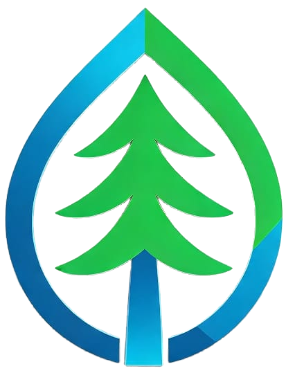 Símbolo da Pinheiro, árvore verde dentro de gota azul